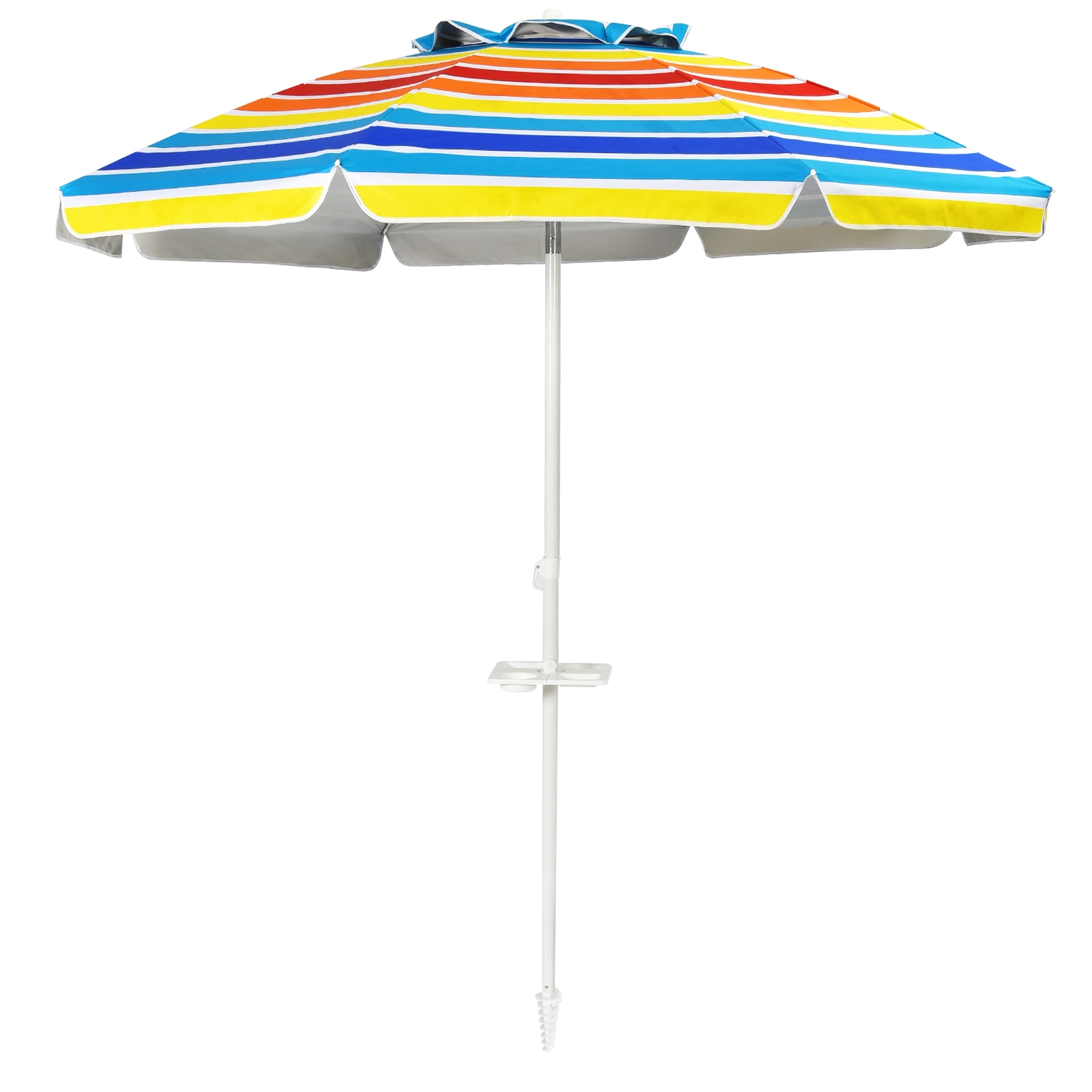 SUGIFT 7.2-ft Portable Beach Umbrella with Integrated Sand Anchor Adjustable Tilt 8 Ribs and Carry Bag