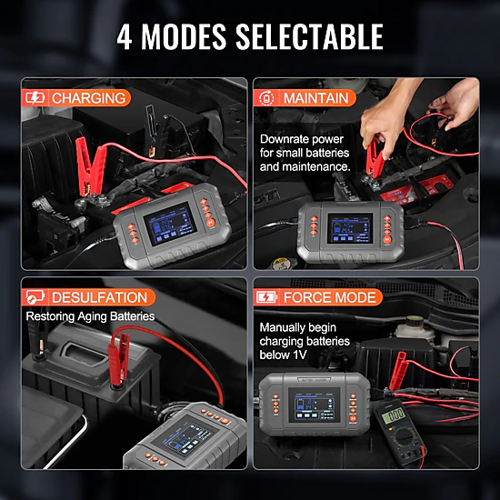 HONGGE Smart Battery Charger Lithium LiFePO4 Lead-Acid AGM / Gel / SLA Car Battery Charger with LCD Display Trickle