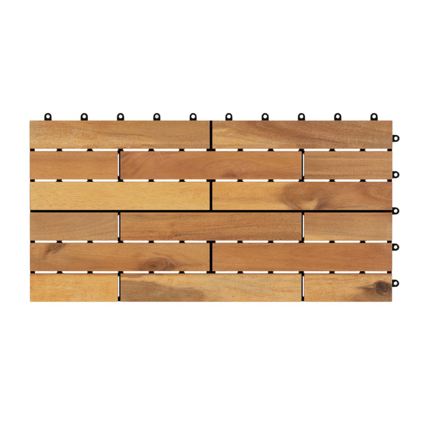 SUGIFT 24 x 12-in Acacia Wood Interlocking Deck Tiles Mat 500-lb Capacity 12-Piece Set Waterproof Design Natural