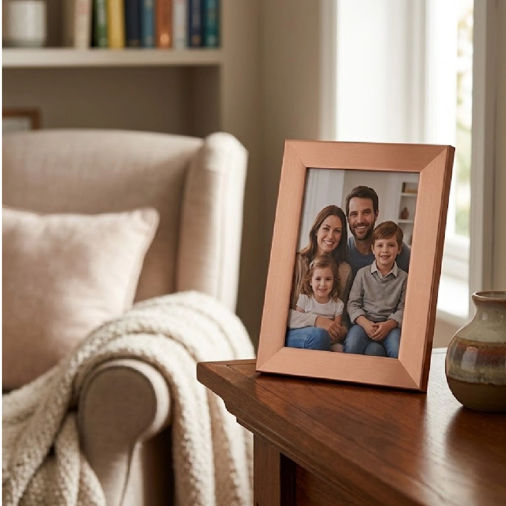 Jiallo Elegant Copper-Toned Tabletop Photo Frame - Fits 4x6 Inch Photos