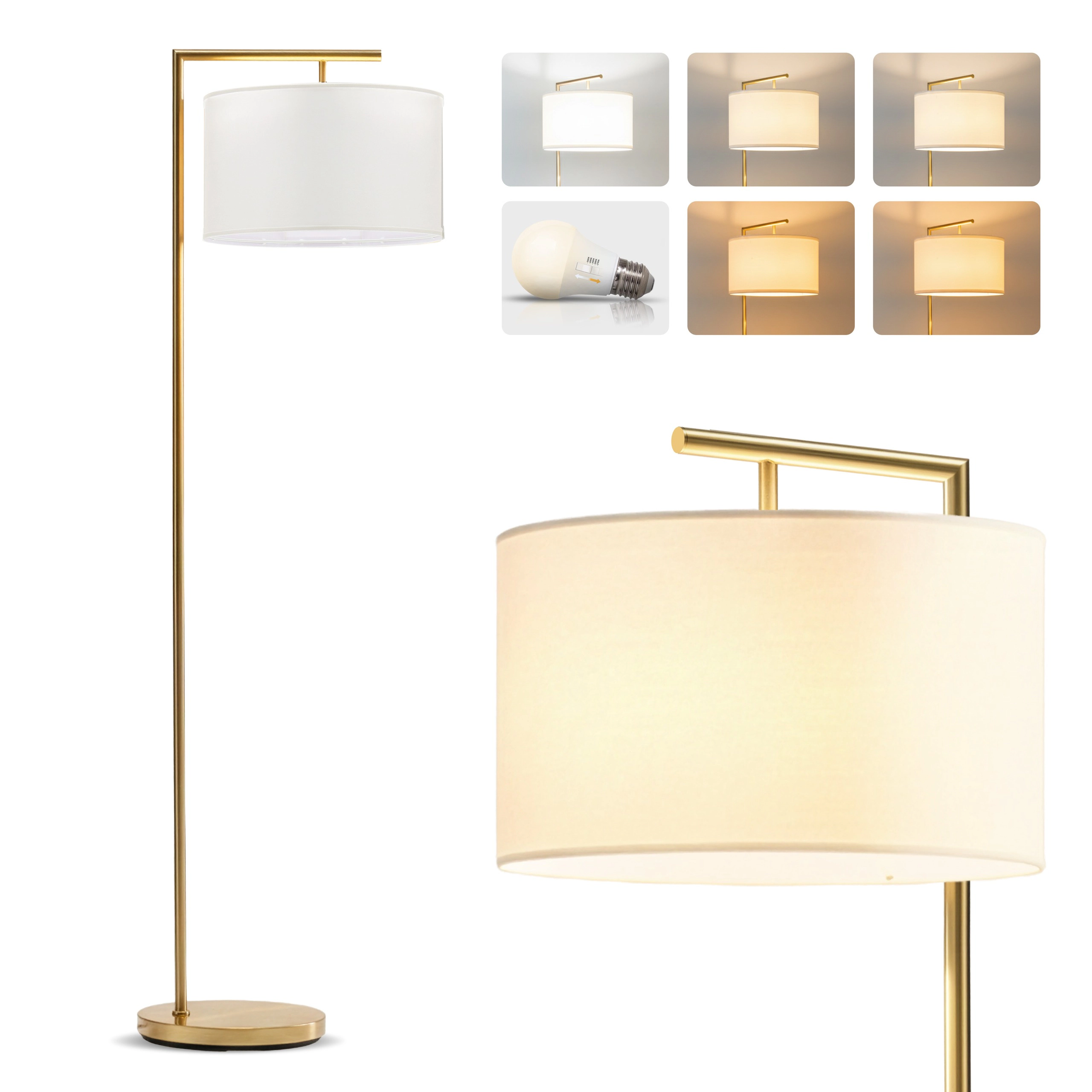 Brightech Montage Modern Drum Pleated Floor Lamp
