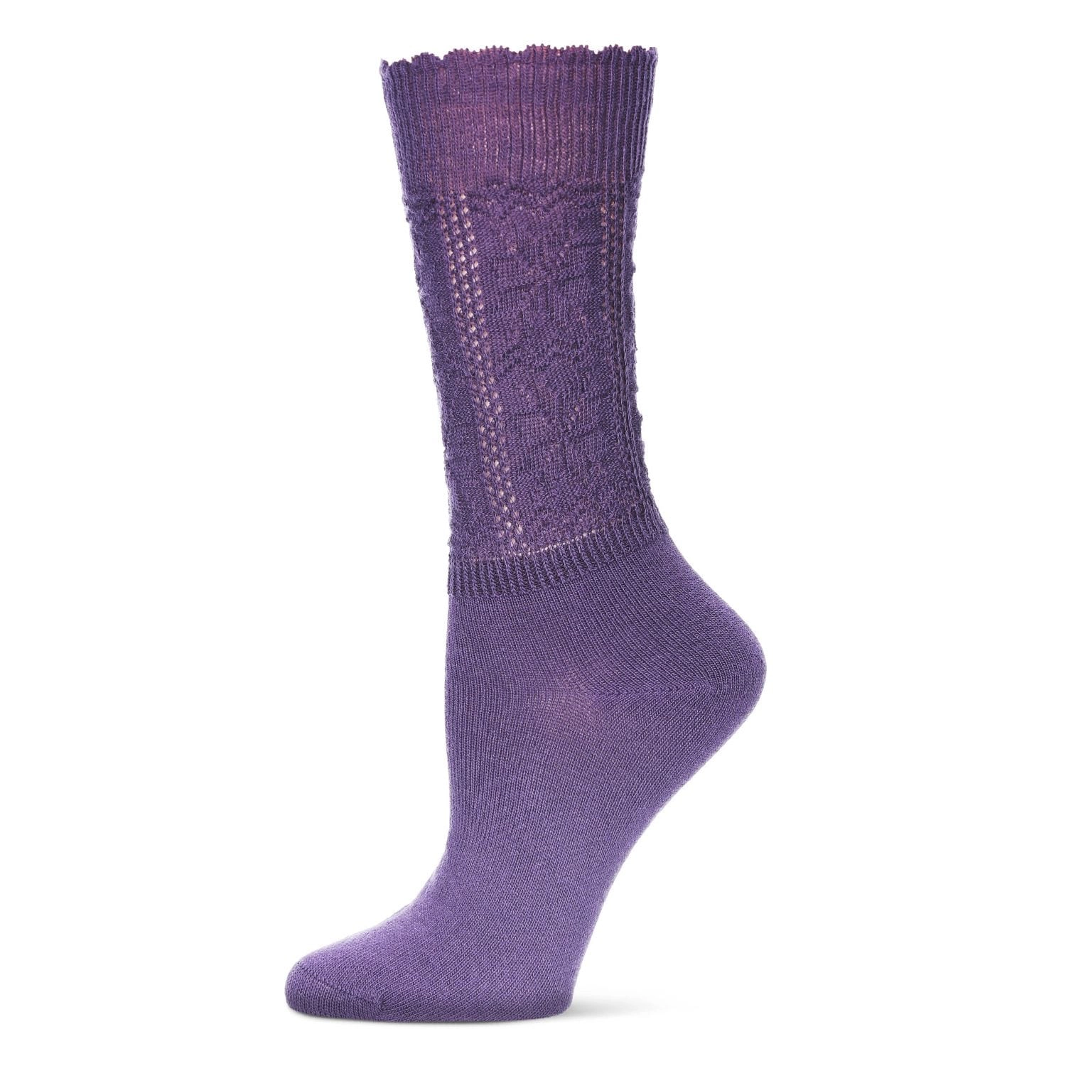 MeMoi Women's Delicate Flake Embroidered Crew Socks