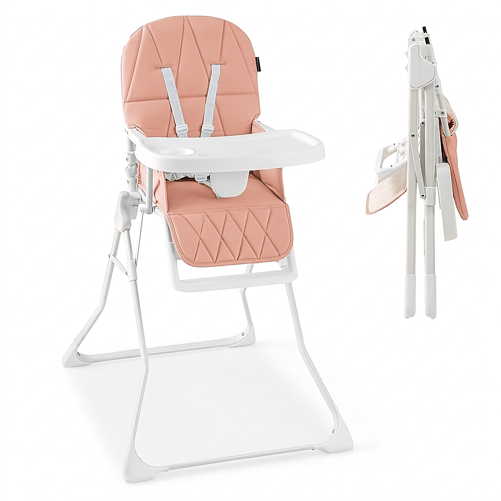 SUGIFT Pink Removable Tray and PU Seat Cushion Compact Folding Baby High Chair
