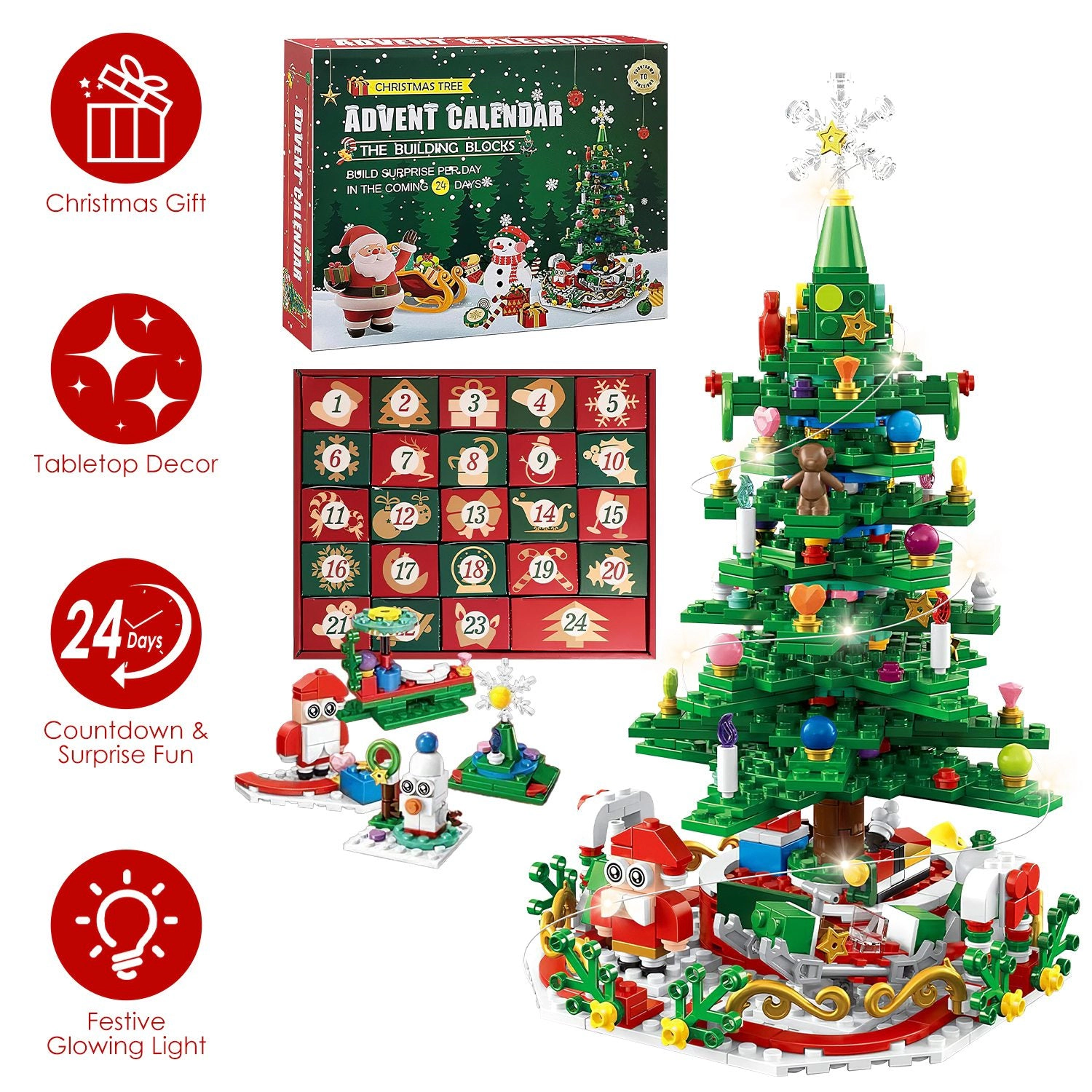 GBruno LED 24-Day Christmas Tree Building Set
