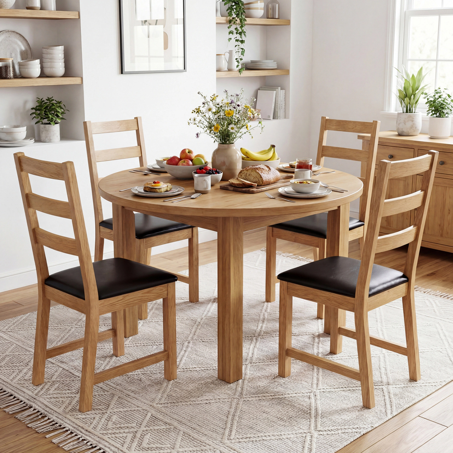 LJG Dining Chairs Set of 2 Farmhouse Dining Room Chairs with Hollowed Backrest