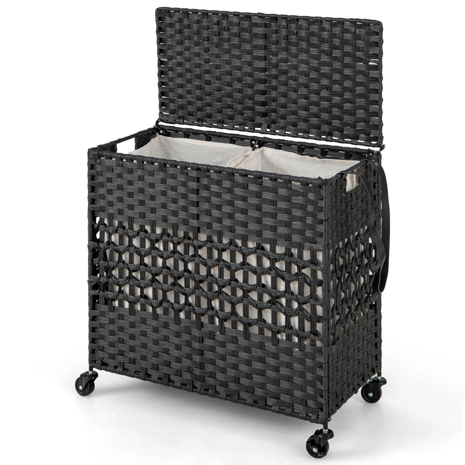 SlickBlue 110L Rolling Double Laundry Hamper with Folding Design