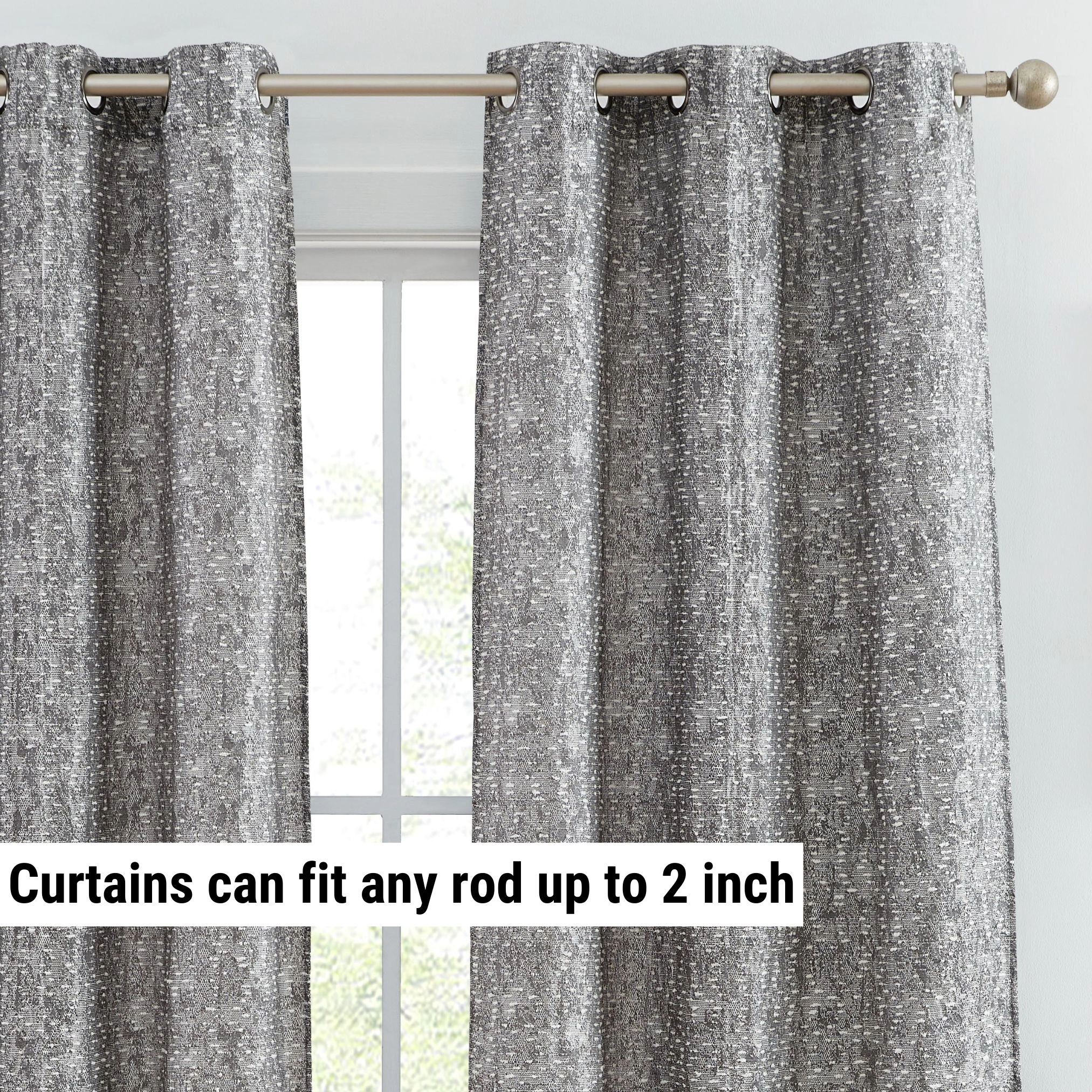 HLC.ME Avalon Jacquard Slub Texture - Privacy Curtains with Grommet Lightweight Window Panels, Set of 2