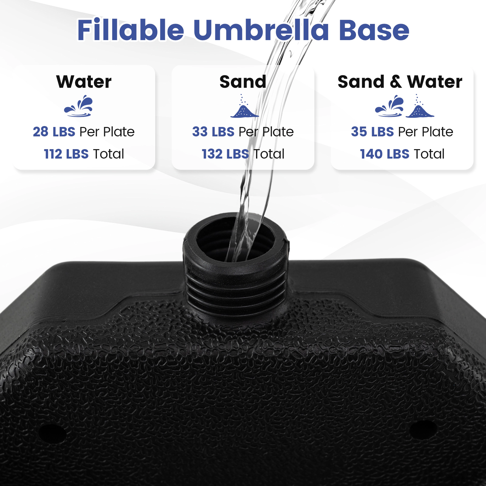 Slickblue 4-Piece Fillable Patio Umbrella Base Weights for Offset and Cantilever Umbrellas with Locking Pins