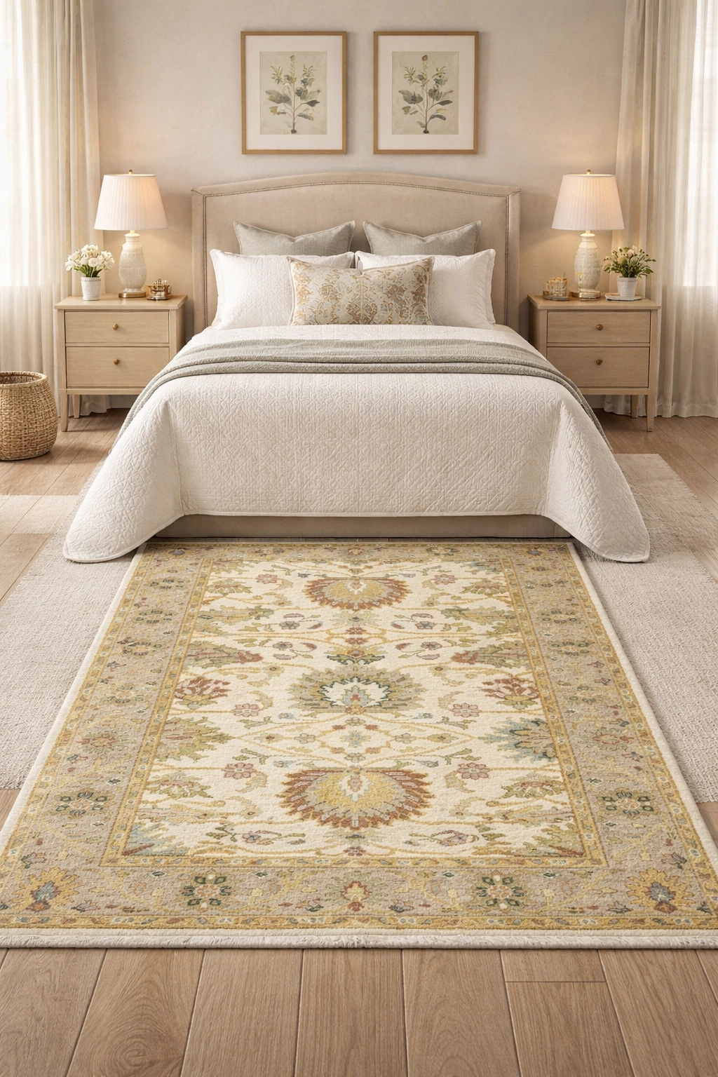 Magic Rugs 4'0 X 6'0 Hand Knotted Peshawar Cream & Tan Chobi Wool Rug