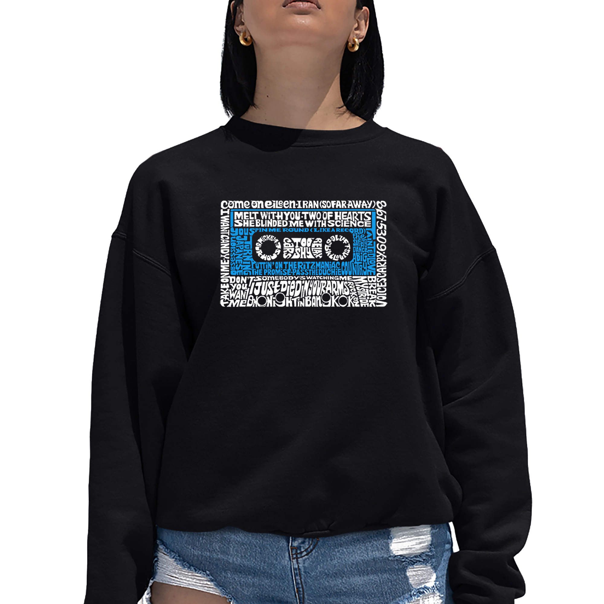 LA Pop Art 80S One Hit Wonders - Women's Word Crewneck Sweatshirt