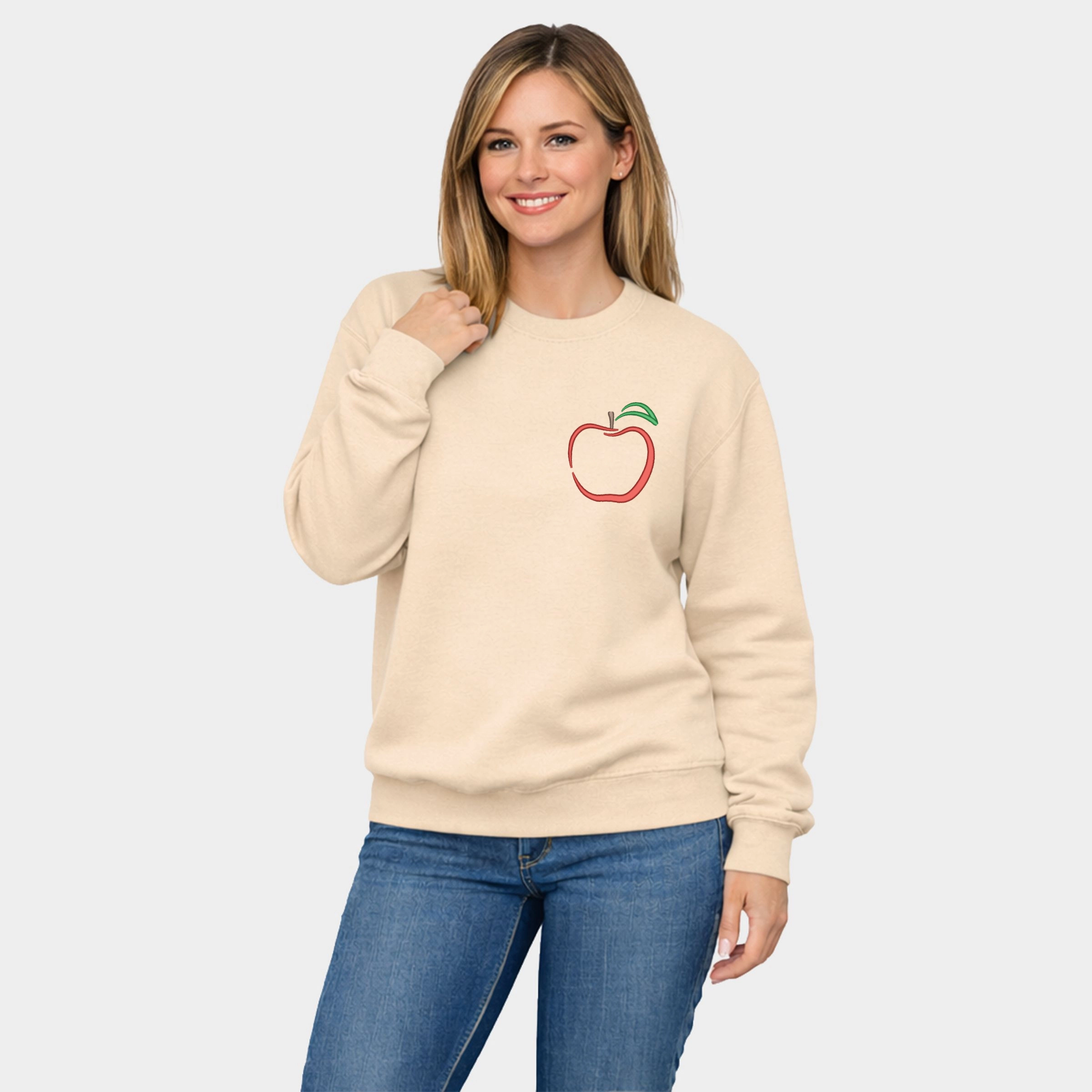Simply Sage Market - Embroidered Apple  Women's Graphic Sweatshirt