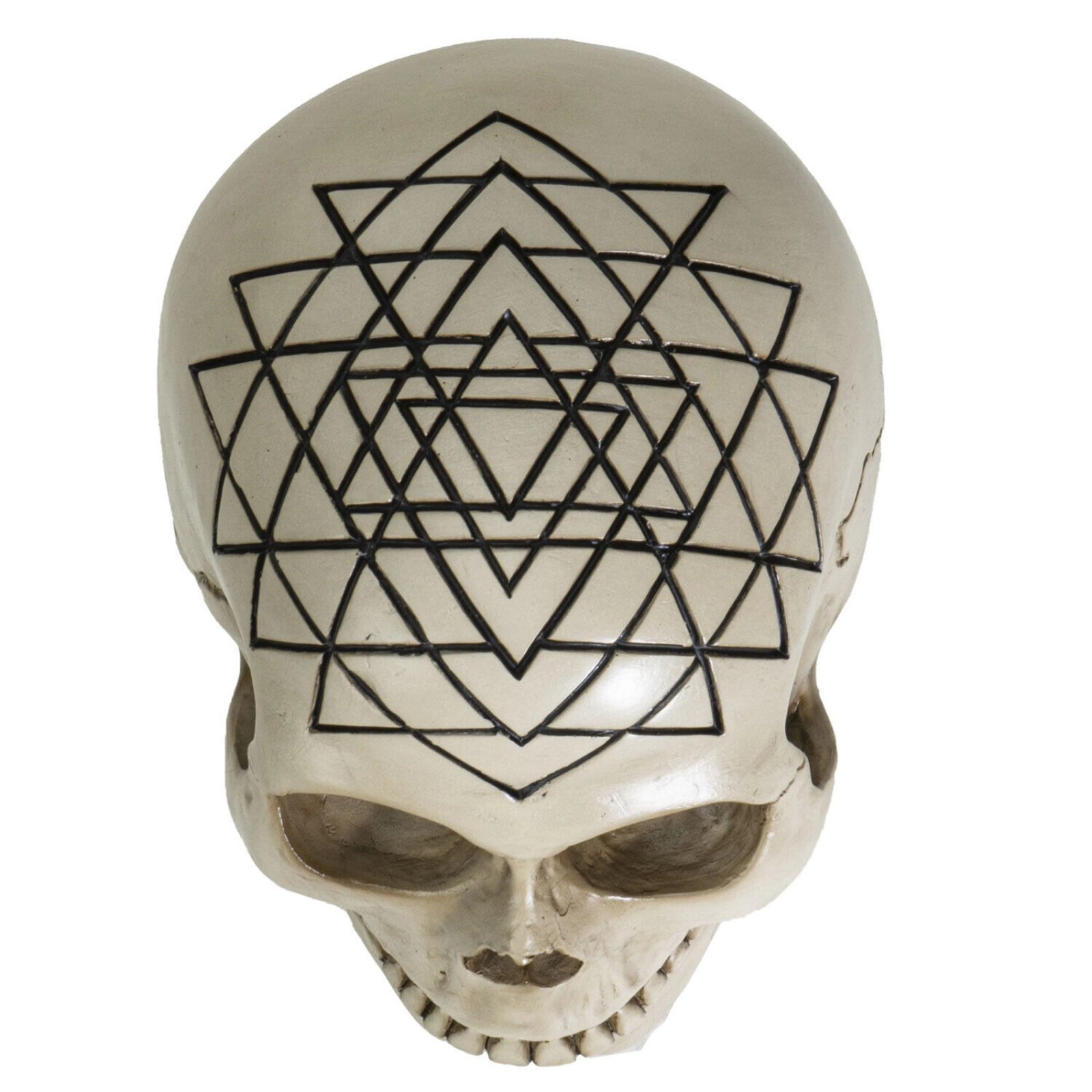 Pacific Giftware Sacred Geometry Yantra Human Skull Figurine 6.25 inch