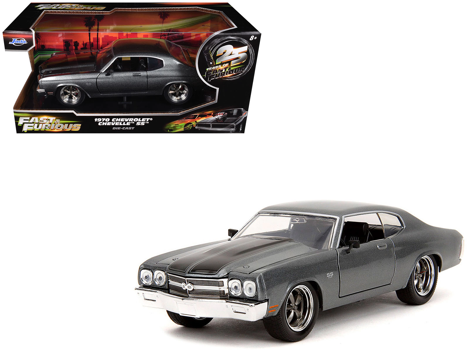 Jada 1970 Chevrolet Chevelle SS Gray Metallic with Black Stripes "Fast & Furious" (2009) Movie "Fast & Furious
