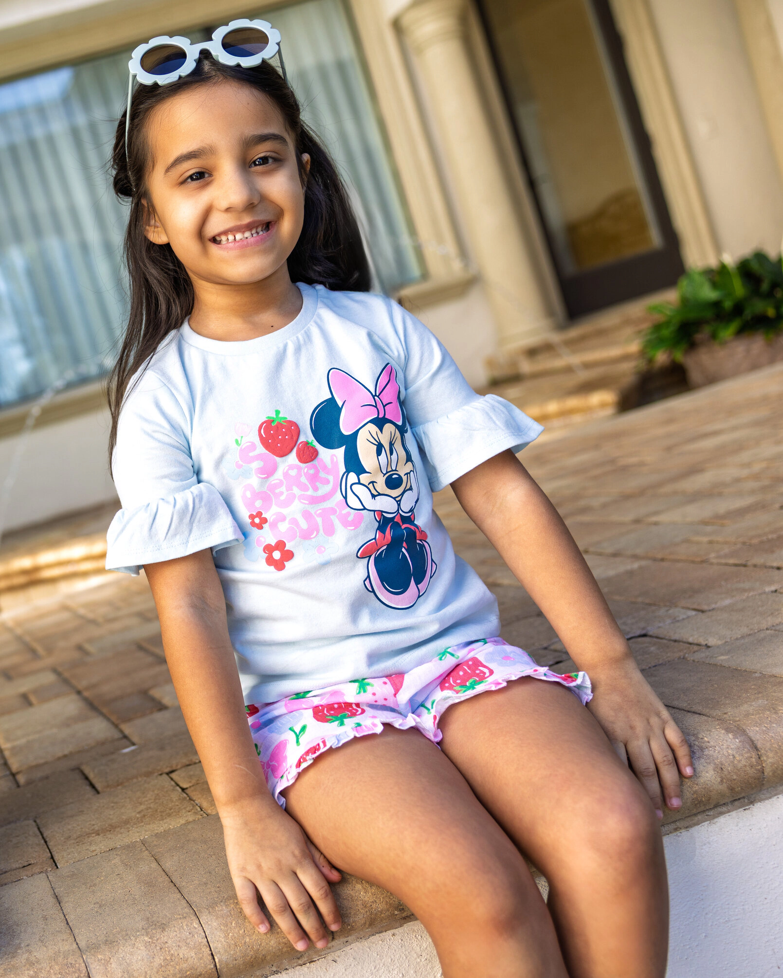 Disney Girls' 2-Piece Short Sleeve Tee and Gauze Shorts Set