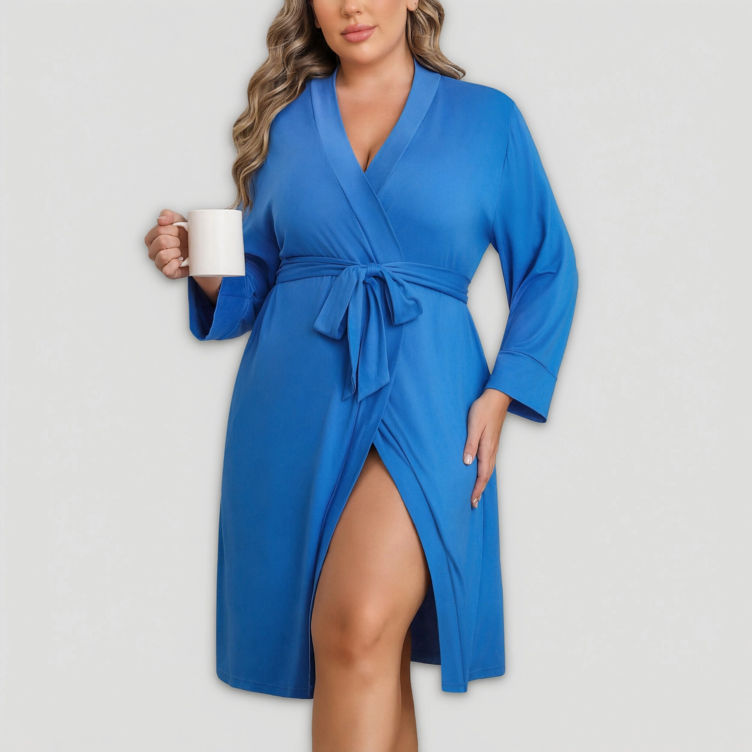 Ekouaer Womens Robe Knee Length Maternity Bathrobe Lightweight Kimono Sleepwear