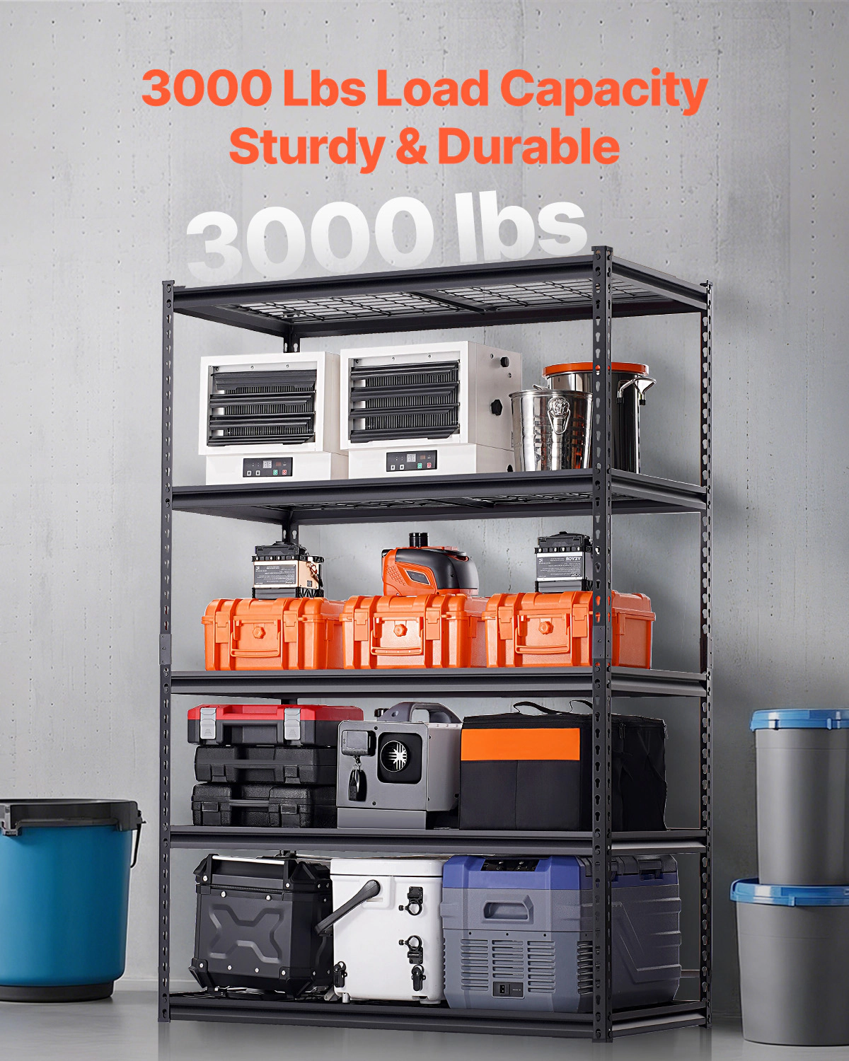 HONGGE Storage Shelves Heavy Duty Garage Shelving Adjustable Metal Shelves for Industrial Shelving Unit Utility Shelf