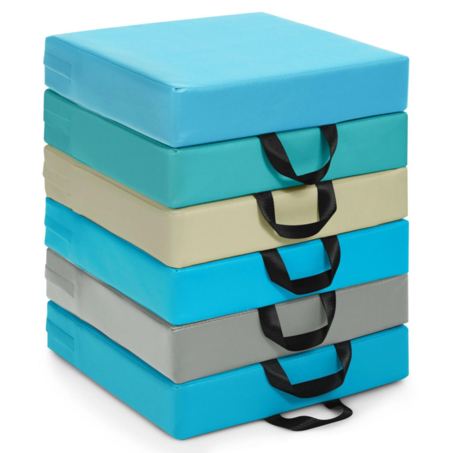 Hivvago 6 Pieces 15 Inches Square Toddler Floor Cushions Flexible Soft Foam Seating with Handles