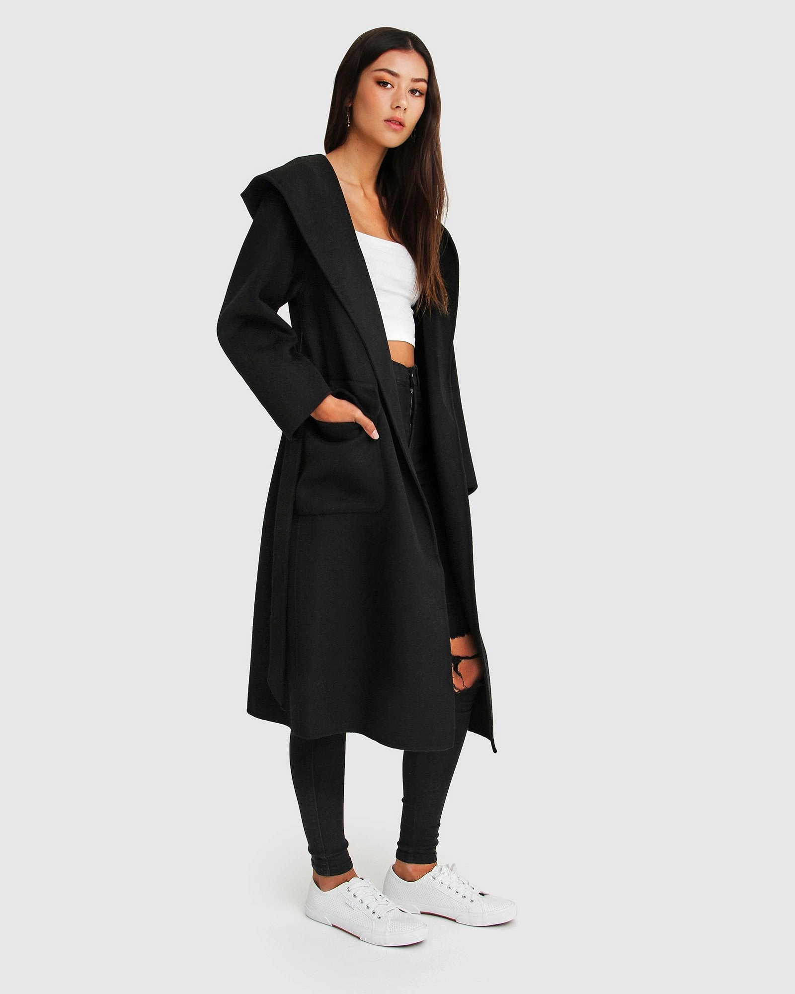 Belle & Bloom Womens Runaway Wool Blend Robe Coat