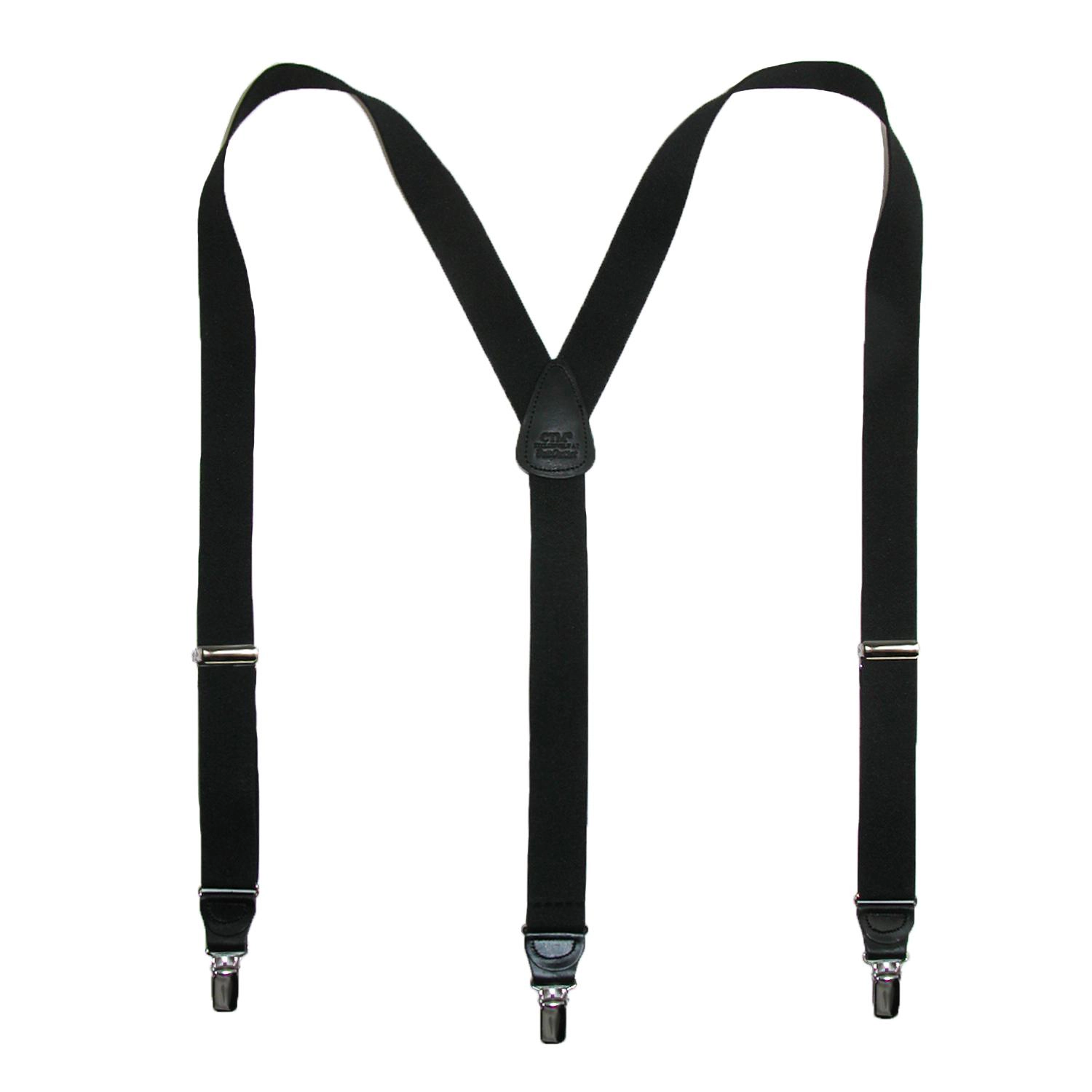 CTM Men's Big & Tall Elastic Clip End Premium Solid Suspenders