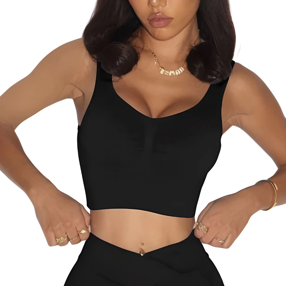 Sol Living Womens Longline Sports Bra Workout Crop Tank Top