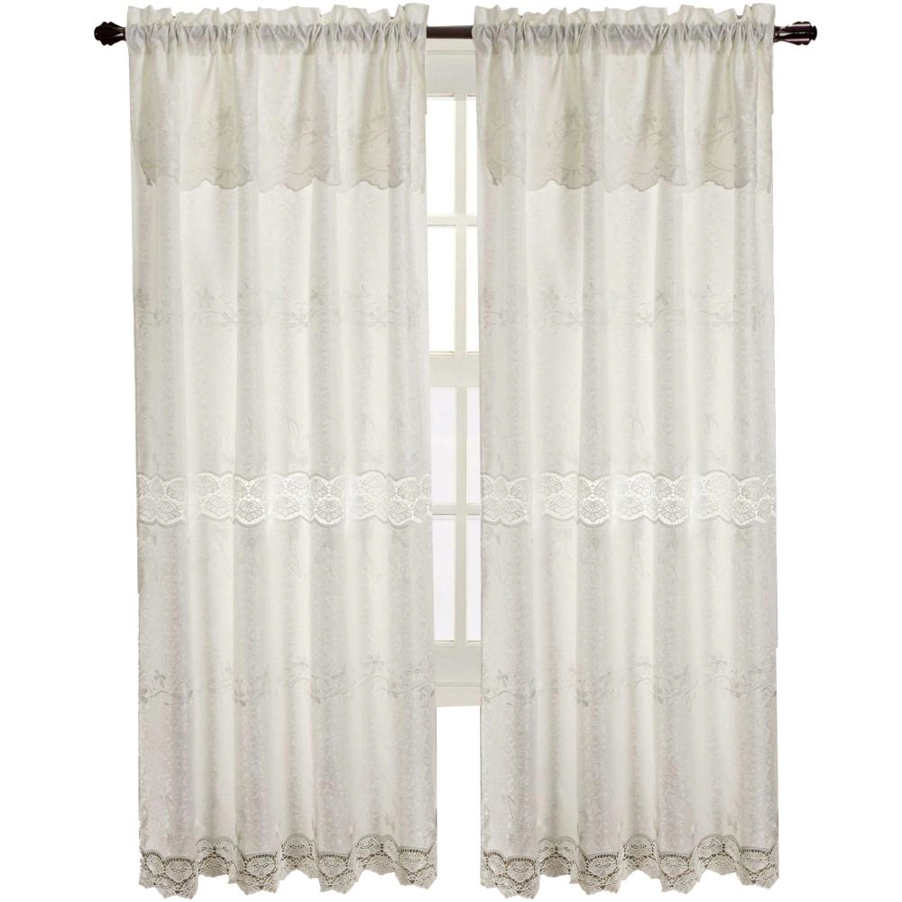 RT Designers Alisa Macrame Rod Pocket Room Darkening Curtain Panel 54 x 84 White