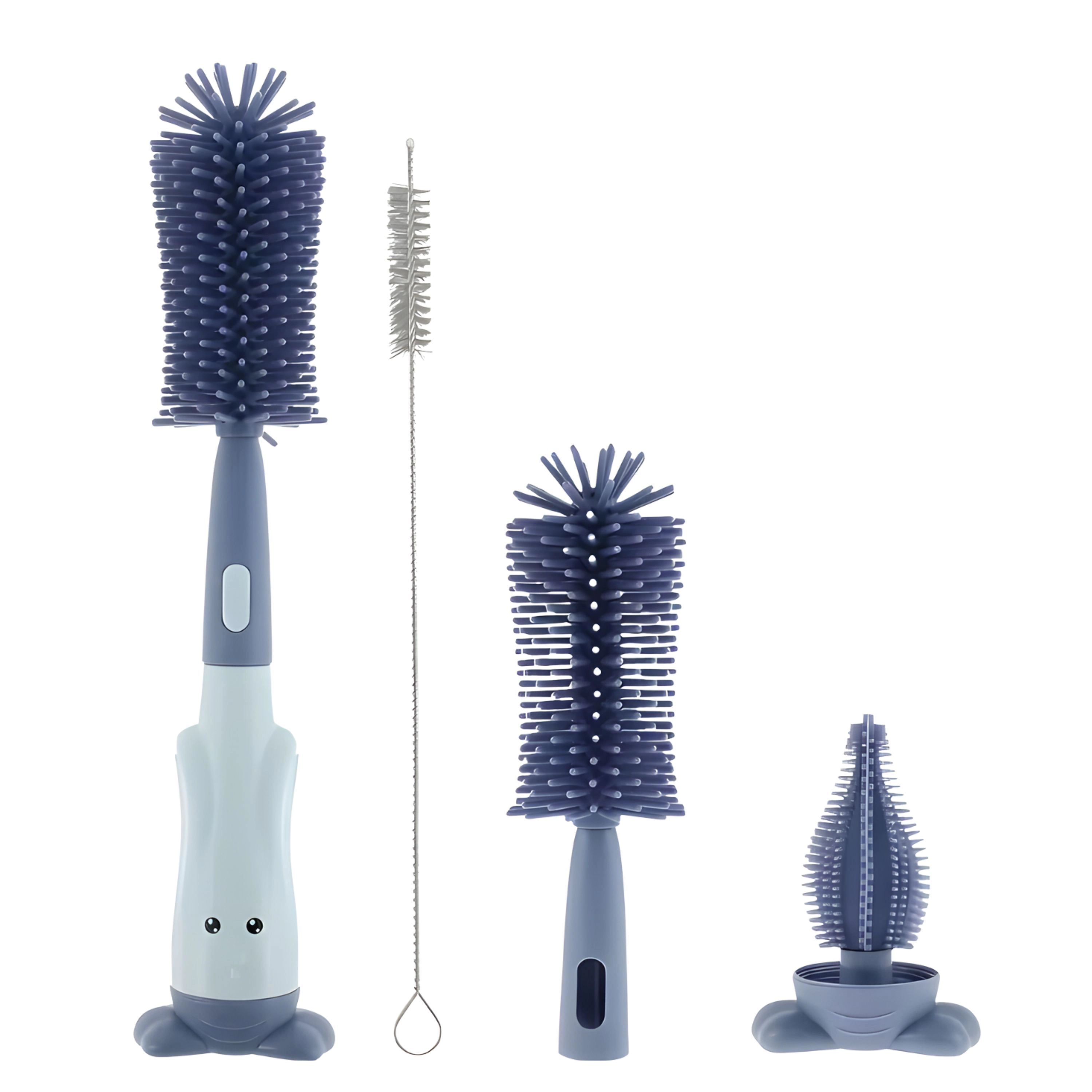 Kitcheniva 3-in-1 Silicone Bottle Brush With Detachable Head, Detachable Teat Nipple Cleaner Brush, And Straw Cleaner