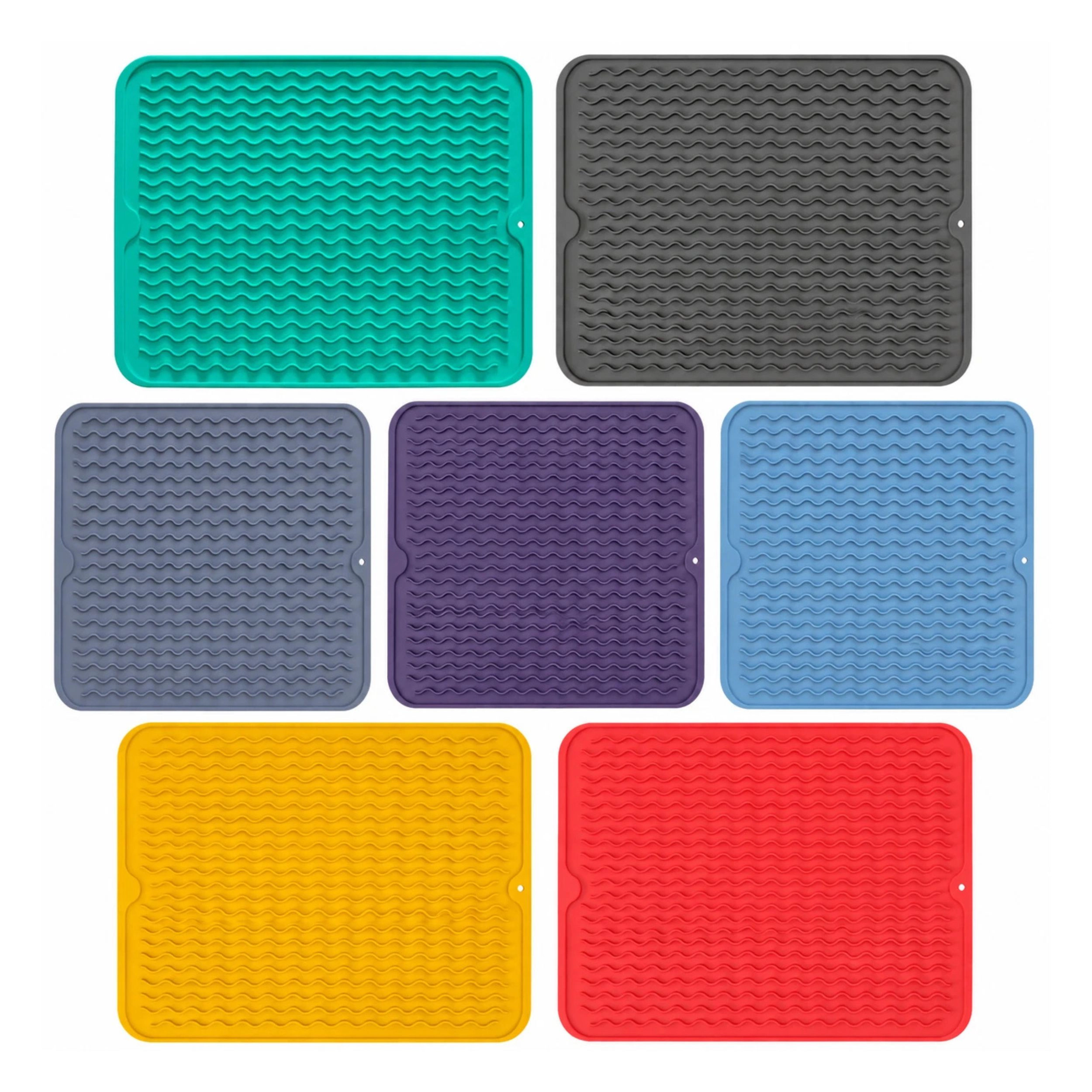 Home Collection Silicone Dish Drying Mat 16 x 12 Inch Heat-Resistant BPA-Free