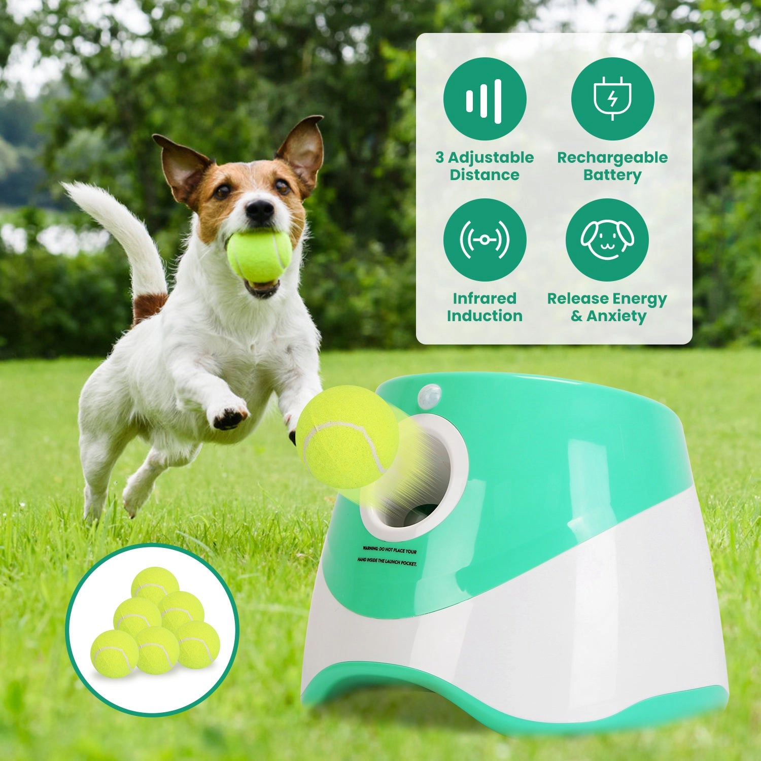 GBruno Automatic Dog Ball Launcher With 6 Tennis Balls