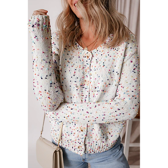 Threaded Pear Women's Vienna Rhinestone Decor Confetti Sweater