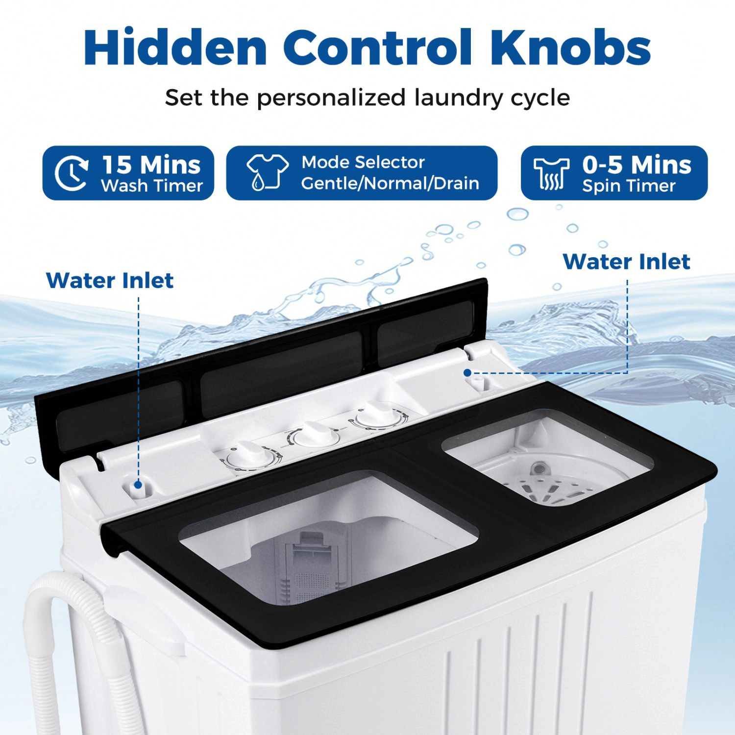SlickBlue Portable Twin Tub Washing Machine with Dual Motors and Pump
