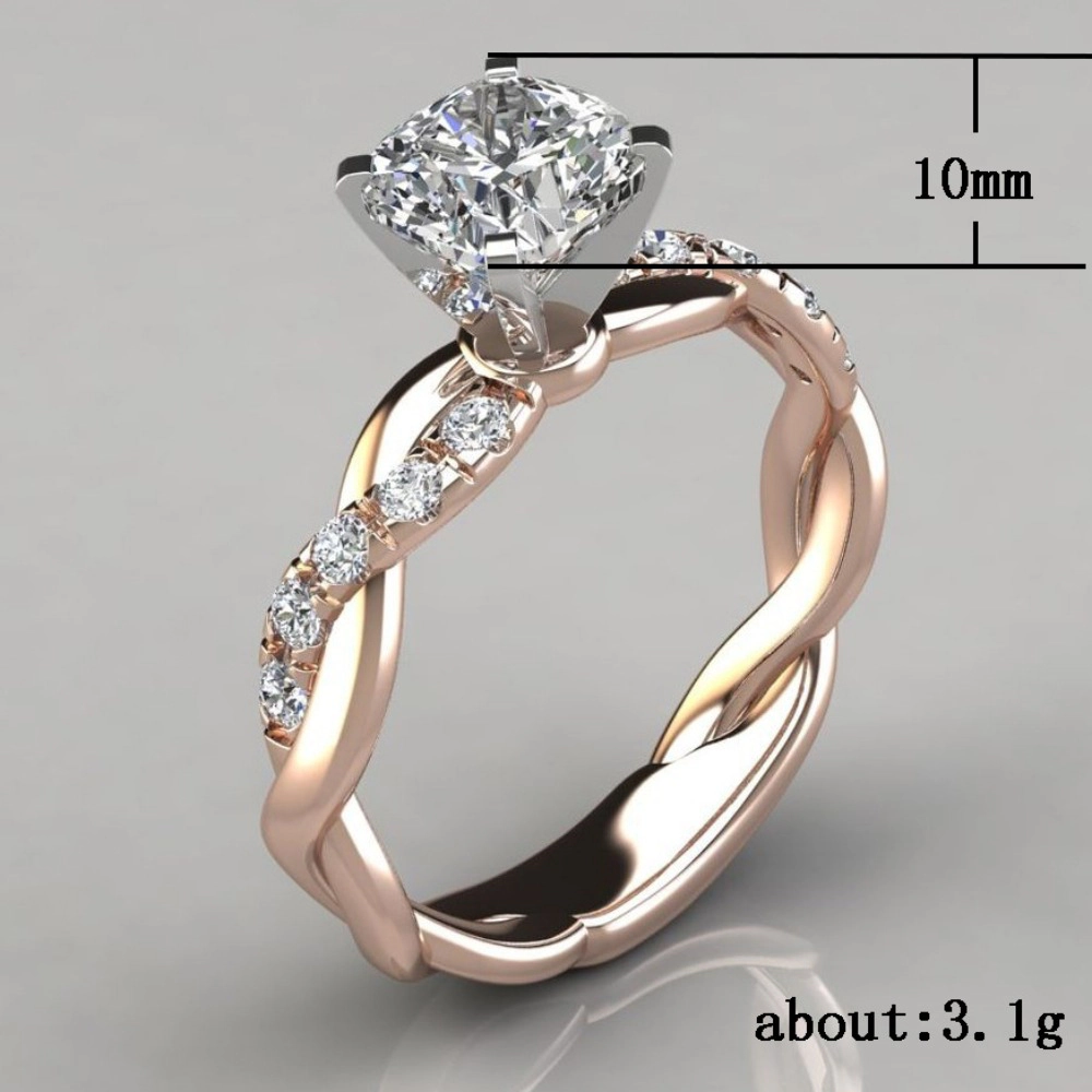 Women Twist Solitaire Ring Fashion Wedding Party Cubic Zirconia Engagement