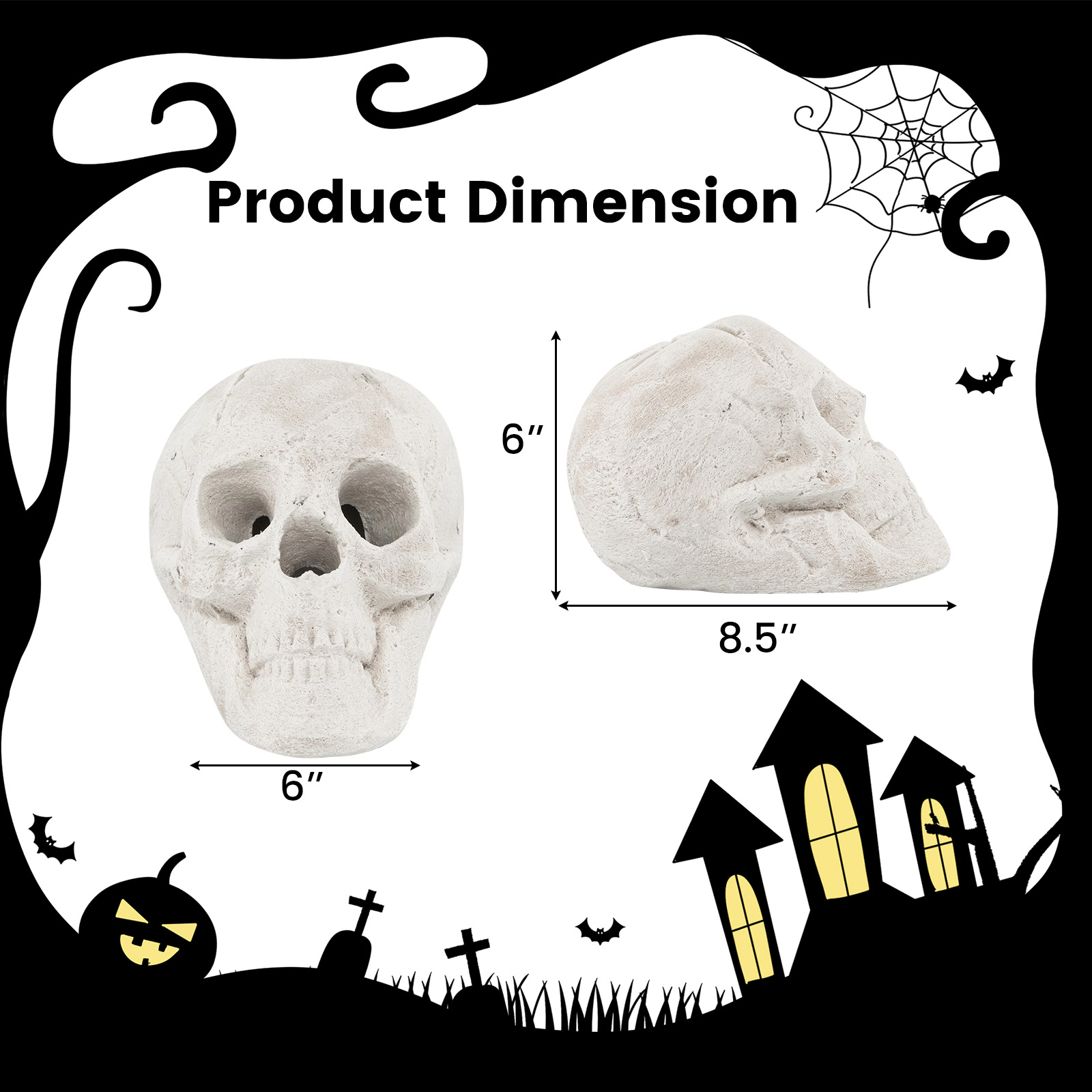 SUGIFT Heat-Resistant Ceramic Fiber Hollow Center Halloween Fire Pit Skull 8.5-in x 6-in x 6-in 1.5-lb Beige