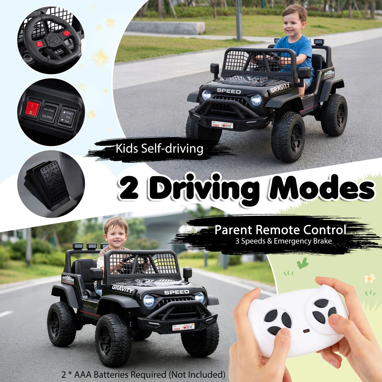LJG 24V Ride on Car for Kids with Parent Remote Control and Music