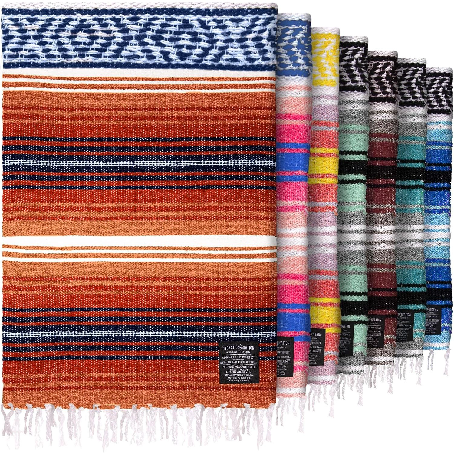 Zulay Kitchen Extra Large Mexican Blanket 70x50 Inch Authentic Woven Throw