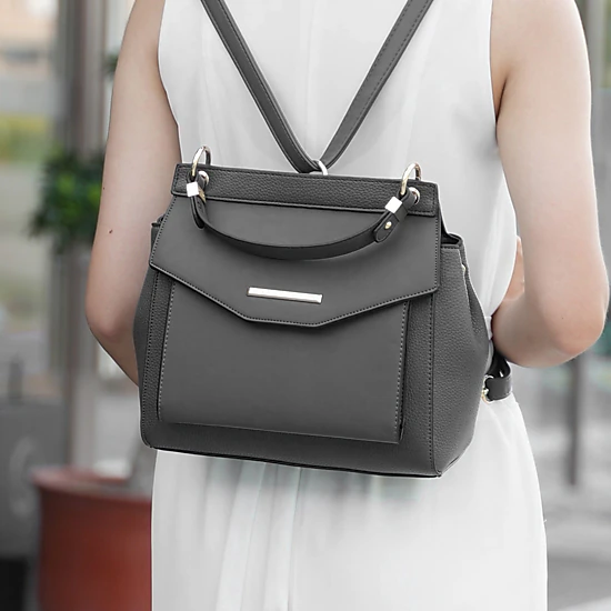 Mia K Collection 3-in-1 Convertible Bag - Vegan Leather Satchel Crossbody Backpack