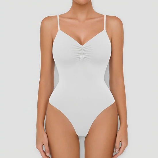 Avidlove Women's Ruched V Neck Backless Double Lined Cami Bodysuit