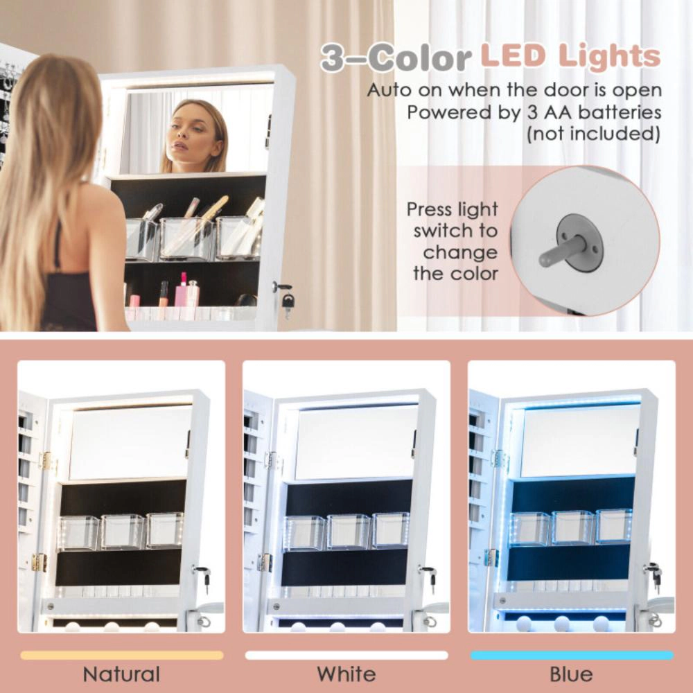Hivvago Freestanding Jewelry Cabinet with Full Length Mirror
