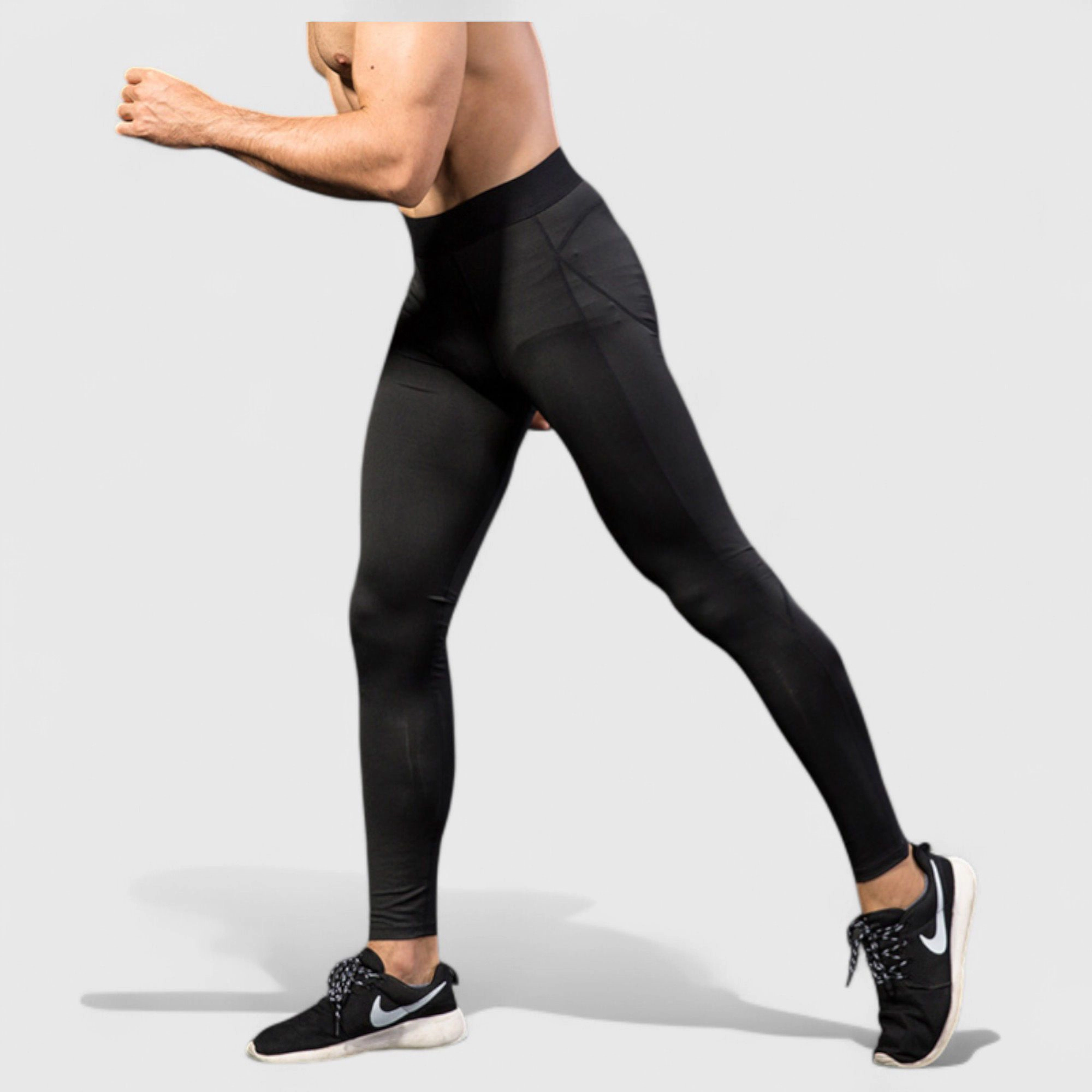 Anna-Kaci Men's Performance Leggings with Contoured Support Pouch and Seamless Fit