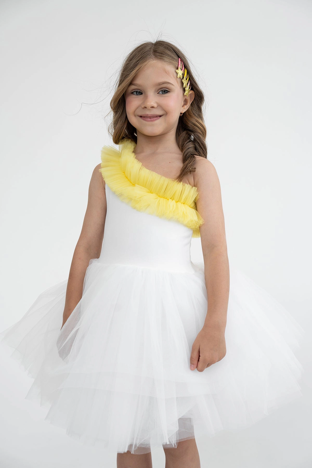 Mini Celebrities Girls One Shoulder Yellow Ruffle Tutu Dress