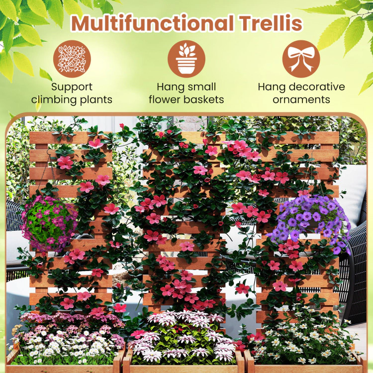 Hivvago Outdoor Wooden Raised Garden Bed With Trellis