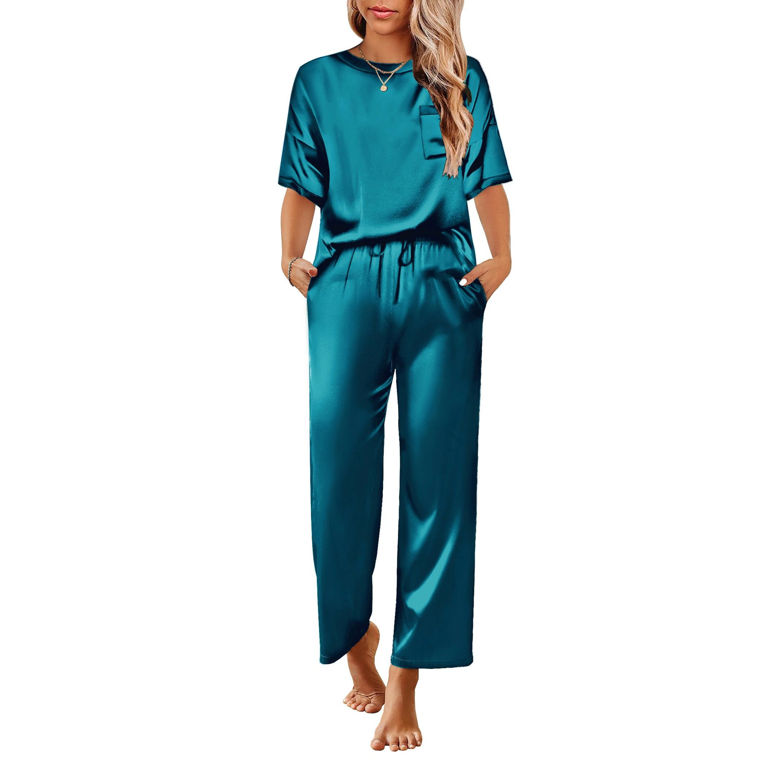 Ekouaer Womens Pajamas Set Two Piece Pj Sets Sleepwear Loungewear Short Sleeve