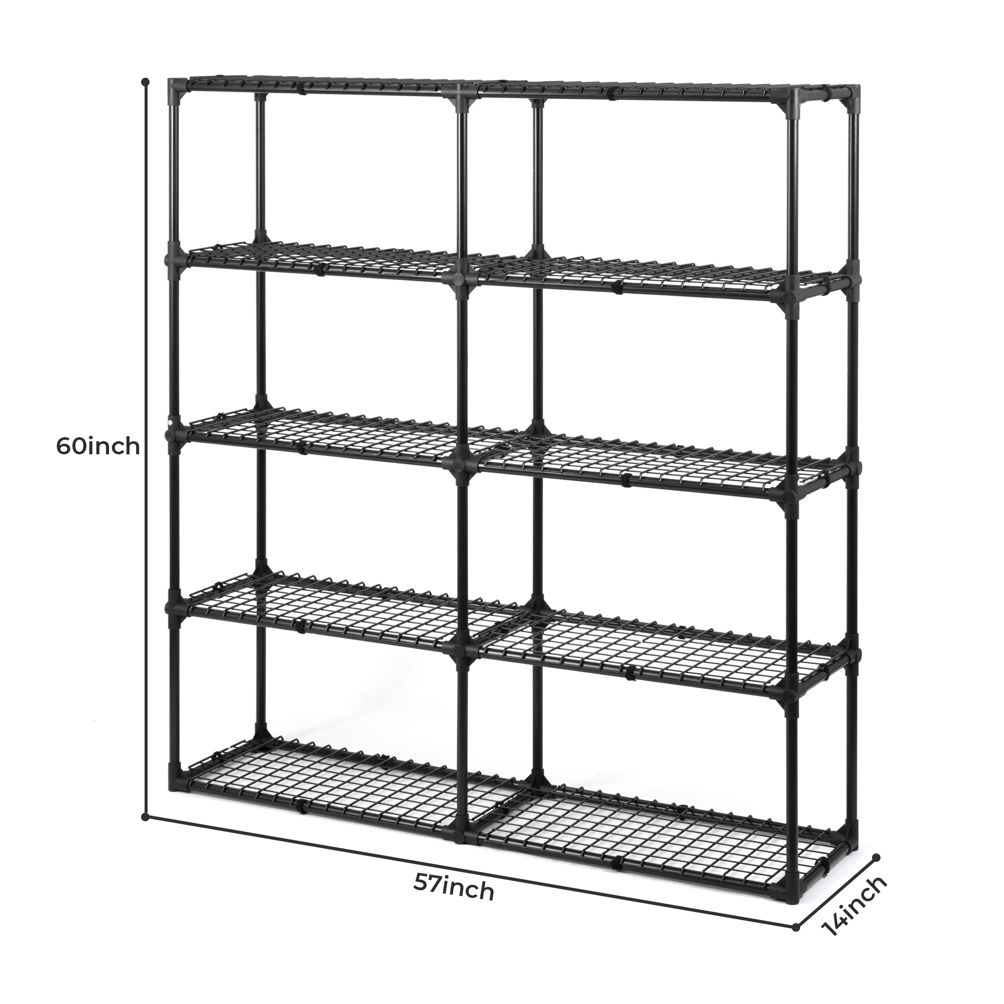 Flynama 4 Tier Black Steel Utility Shelving 57W x 45H in Heavy Duty Storage Rack for Home Office and Garage