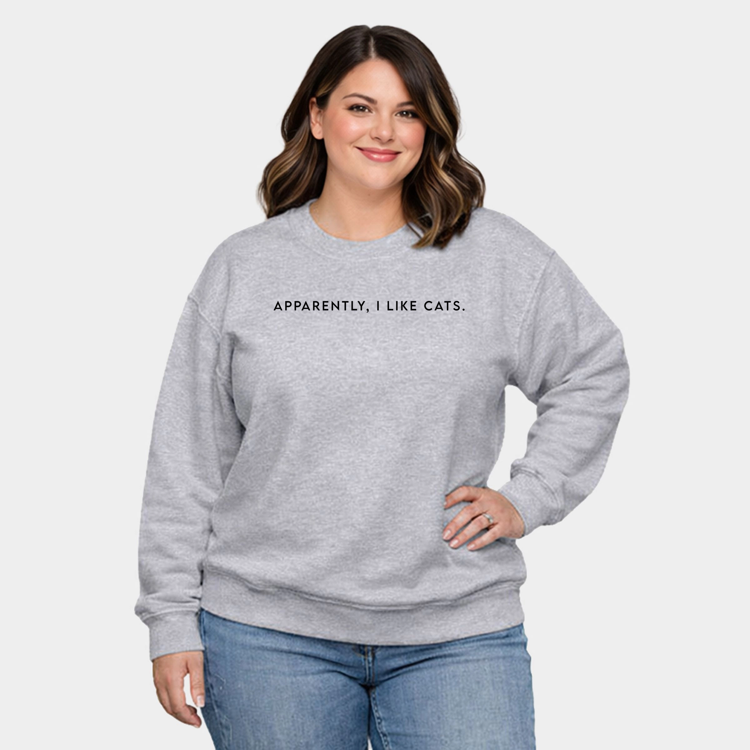 Simply Sage Market - Apparently, I Like Cats  Women's Plus Sized Graphic Sweatshirt