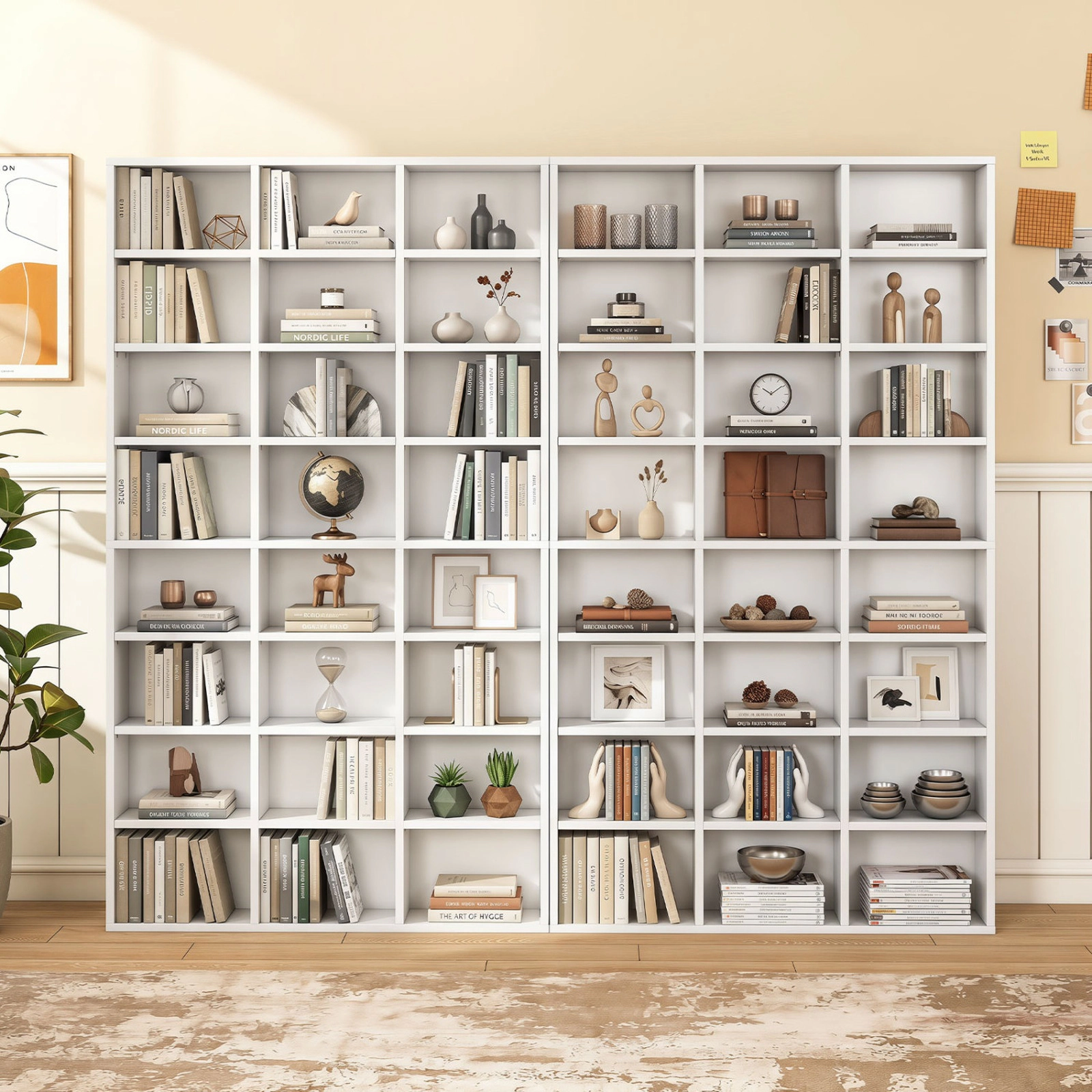 SUGIFT 70-in Tall 24-Cube Bookshelf Storage Organizer 11-lb Cube Capacity 44-lb Top Shelf Capacity White