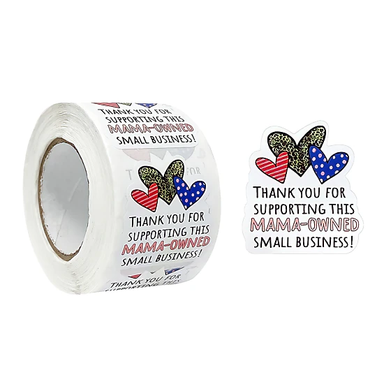 Wrapables Mama-Owned Small Business Thank You Stickers Roll for Boxes, Envelopes, Bags and Packages (500pcs)