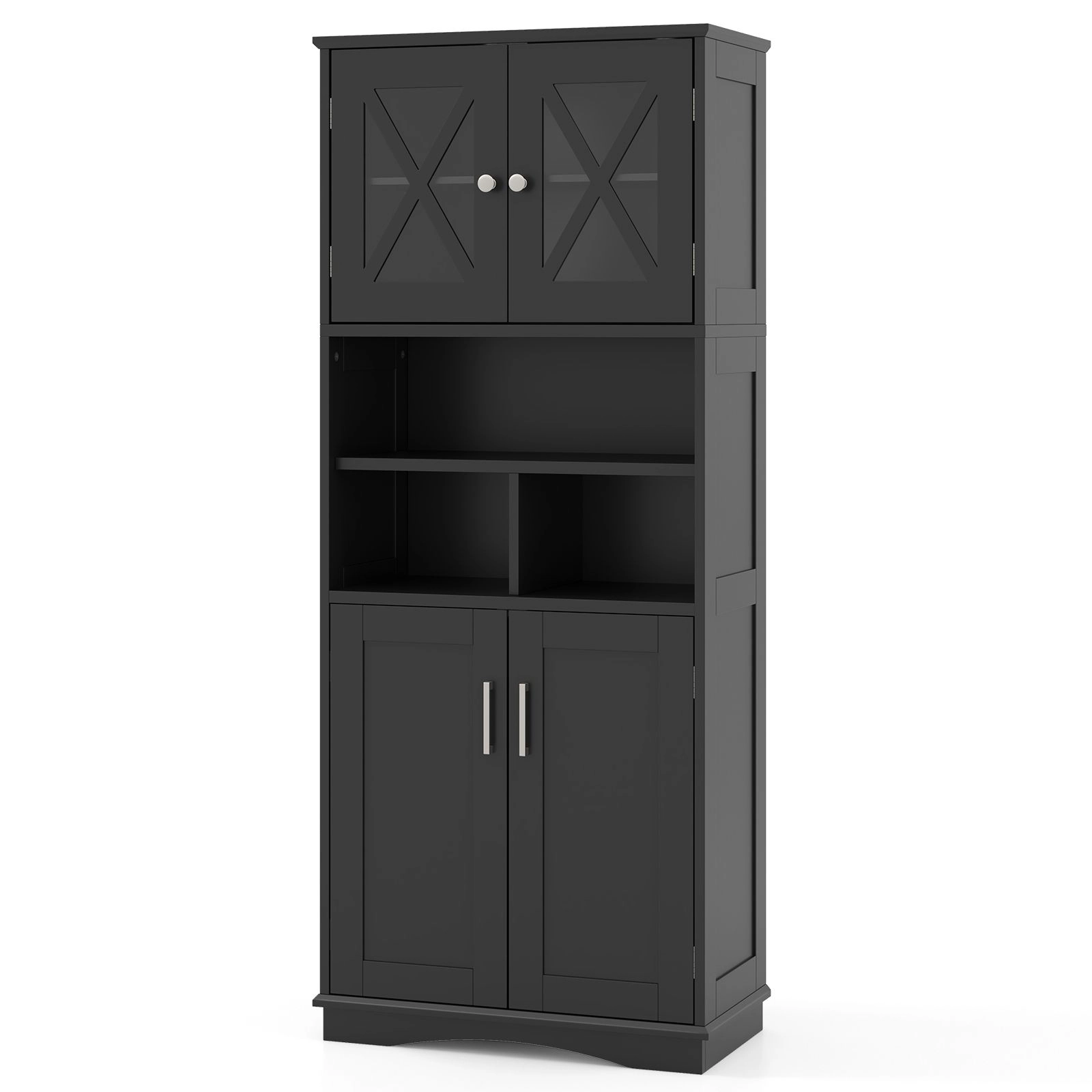 SlickBlue Multi-Use Storage Cabinet with Open Shelves for Home Organization