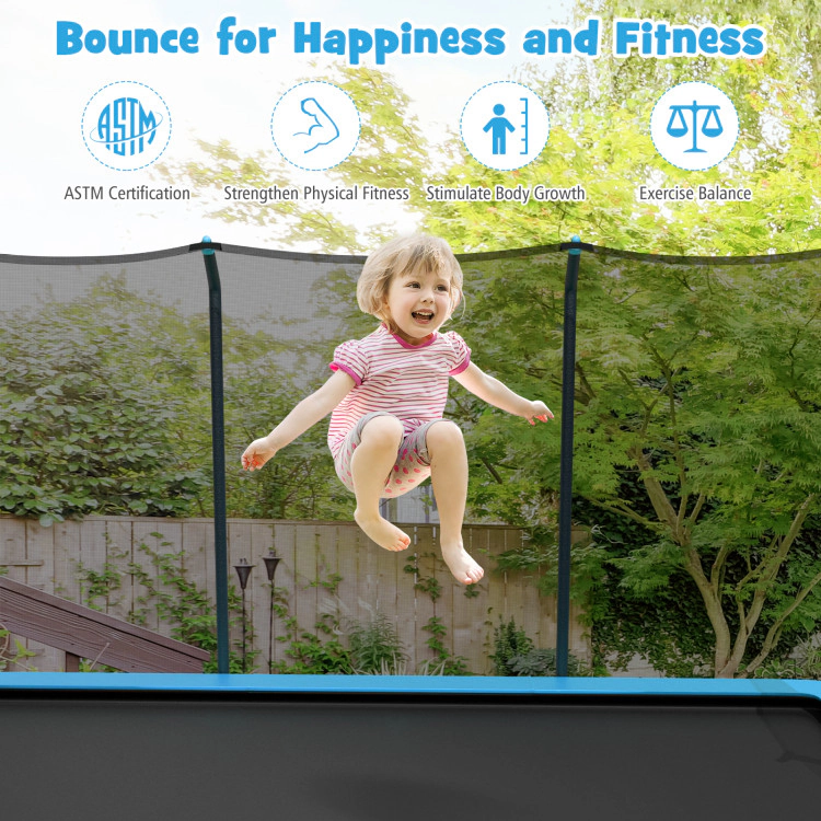 Hivvago 8 x 14 Feet Rectangular Recreational Trampoline with Safety Enclosure Net and Ladder