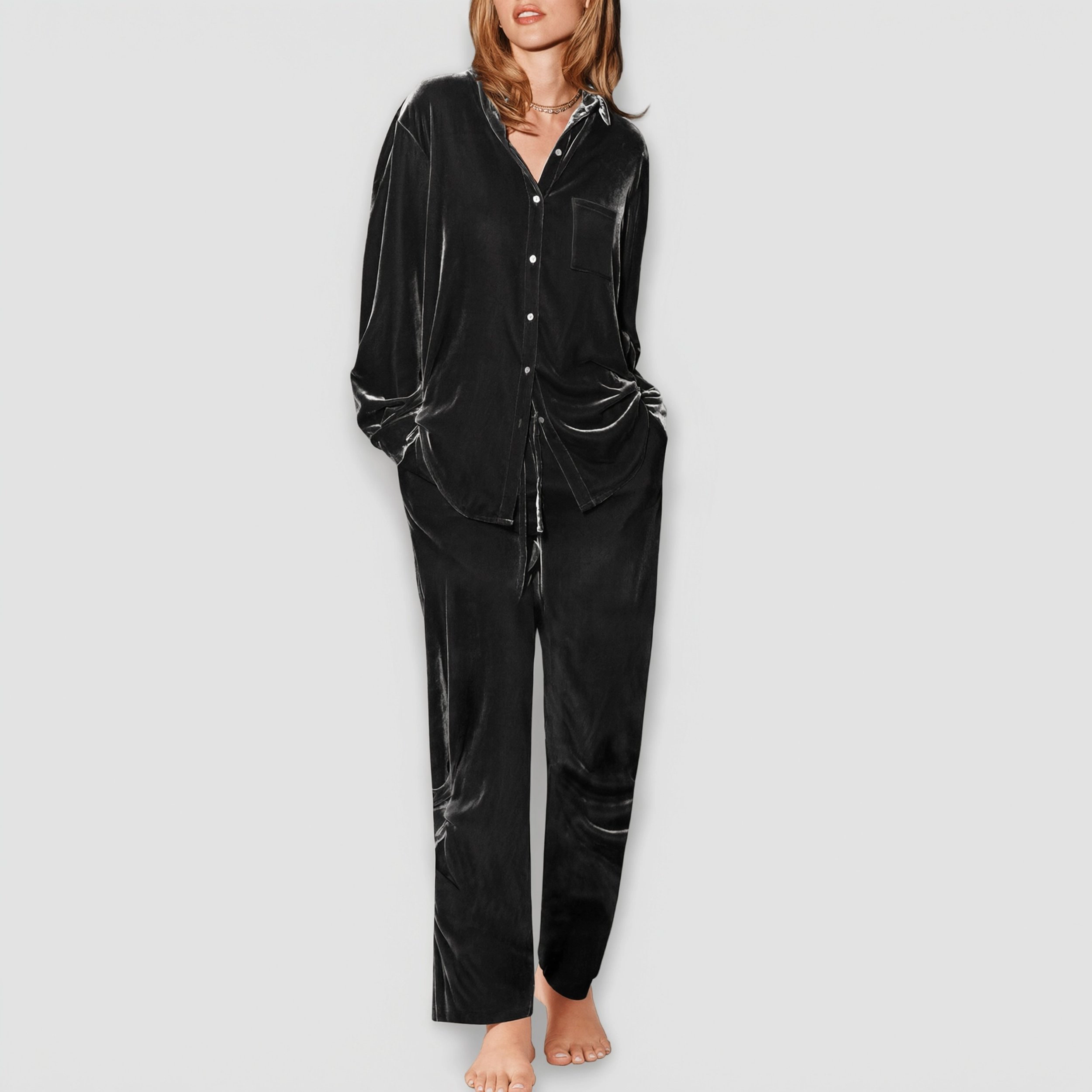 Ekouaer Velour Track Suits for Womens Long Sleeve Pajama Set Casual Two Piece Loungewear