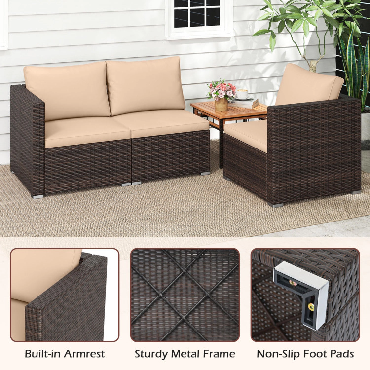 Hivvago 3 Pieces Outdoor Sectional Sofa Set With Soft Cushions