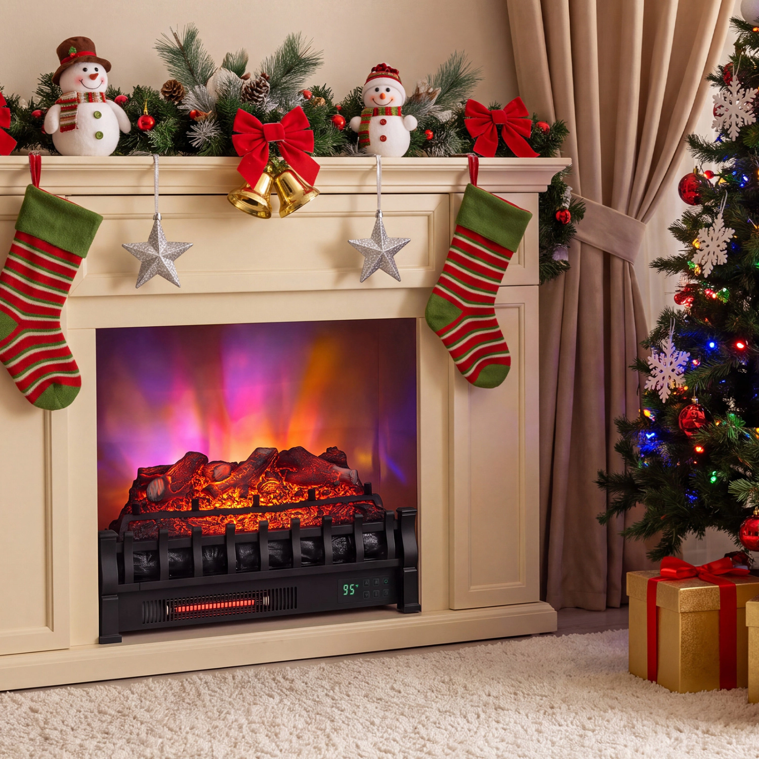 LJG 23" WiFi Fireplace Insert Lemonwood Set with App and Remote